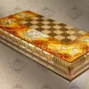 20" Chess set - pieces included - HAND PAINTED - inlay with copper - wooden chess board, Handmade - Christmas gift