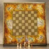20" Chess set - pieces included - HAND PAINTED - inlay with copper - wooden chess board, Handmade - Christmas gift