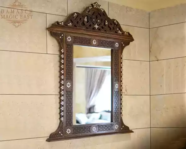 Handmade mirror - wall mirror - wooden mirror - Moroccan furniture - handcrafted mirror - mother of pearl inlaid - room