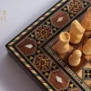 Wooden Backgammon & Chess set 30cm- Folding chess Board, Mosaic handmade, family Christmas gift