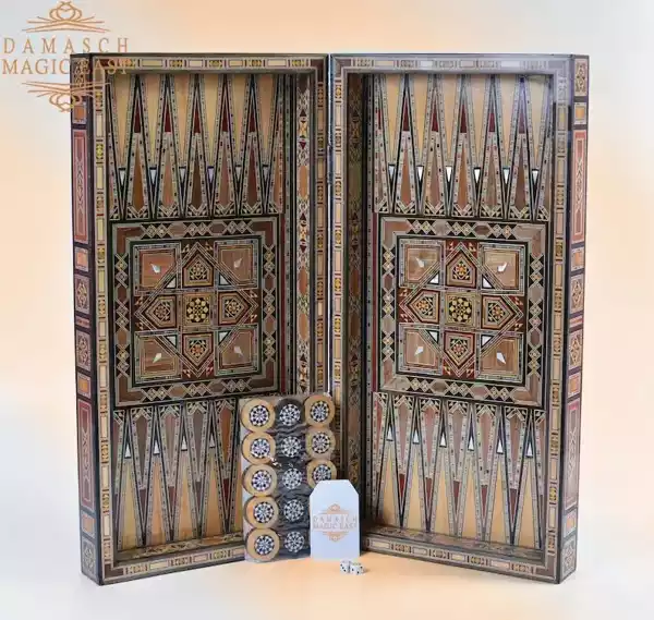 21" wooden Chess set & backgammon set handmade board hand inlay with mother of pearls Chess gift board