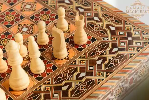 2edit-7 Chess set & Backgammon board, backgammon set amazing quality, wooden inlaid with mother of pearl, board games, Christmas gift Chess board