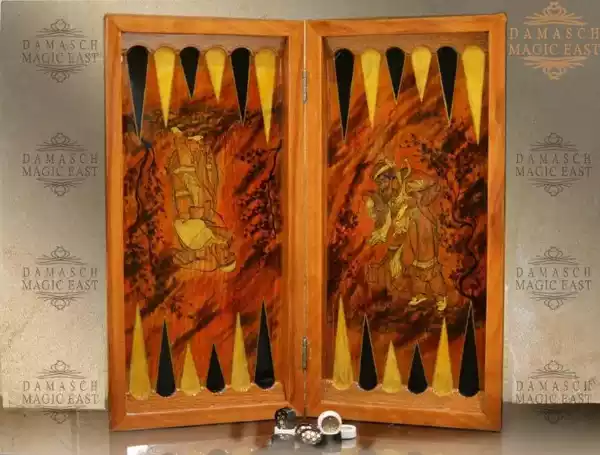 20" Chess set - pieces included - HAND PAINTED - inlay with copper - wooden chess board, Handmade - Christmas gift