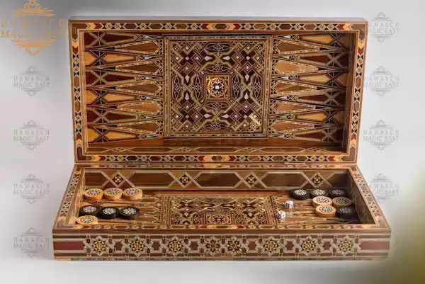 4edit-6 Chess set & Backgammon board, backgammon set amazing quality, wooden inlaid with mother of pearl, board games, Christmas gift Chess board