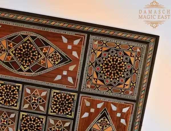 5edit-11 Foldable Chess board & backgammon board Super HQ Inlay with Mother of Pearls Mosaic Wood Handcraft