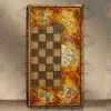 20" Chess set - pieces included - HAND PAINTED - inlay with copper - wooden chess board, Handmade - Christmas gift