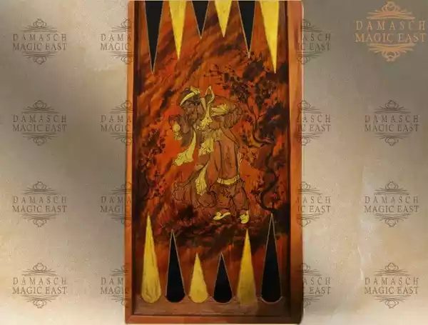 20" Chess set - pieces included - HAND PAINTED - inlay with copper - wooden chess board, Handmade - Christmas gift