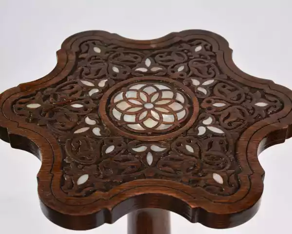 IMG-20230322-WA0032 Wooden Table, handmade - mosaic - Side table - Tea table - Coffee table - mother of pearl inlaid - Wooden decor - home decor