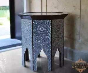 Mother of Pearl full inlaid table - Handmade - Coffee table - Entryway table - wooden table - octagon side/ luxury gift