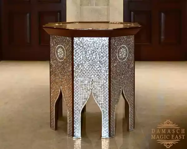 Mother of Pearl full inlaid table - Handmade - Coffee table - Entryway table - wooden table - octagon side/ luxury gift