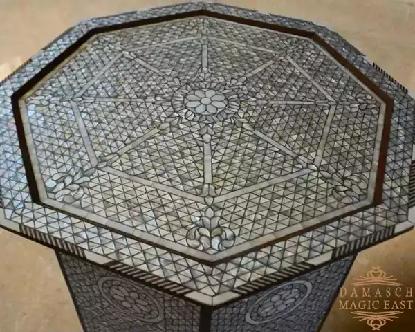 Mother of Pearl full inlaid table - Handmade - Coffee table - Entryway table - wooden table - octagon side/ luxury gift