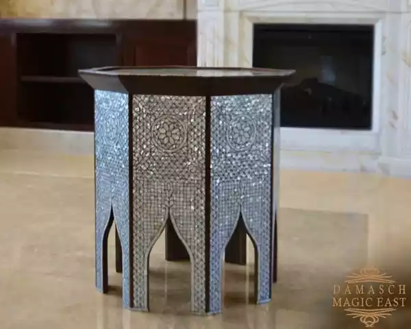 Mother of Pearl full inlaid table - Handmade - Coffee table - Entryway table - wooden table - octagon side/ luxury gift