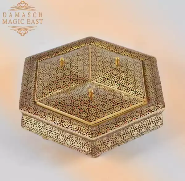 Golden Copper jewelry Box/ Home decor /mosaic box inlay with Copper /Christmas Gift/golden giftmother day
