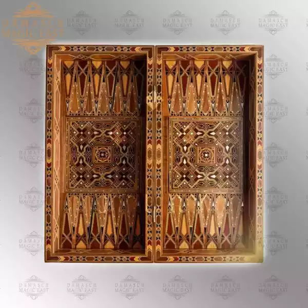 p (4) Chess set & Backgammon board, backgammon set amazing quality, wooden inlaid with mother of pearl, board games, Christmas gift Chess board