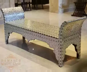 Inlaid with mother of pearl Bench - Hand bench - Handmade - wood seat - home decor - luxurious decor