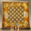 20" Chess set - pieces included - HAND PAINTED - inlay with copper - wooden chess board, Handmade - Christmas gift