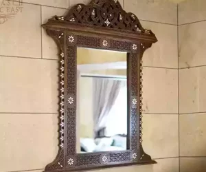 Handmade mirror - wall mirror - wooden mirror - Moroccan furniture - handcrafted mirror - mother of pearl inlaid - room