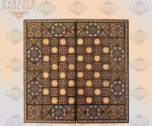 wooden Chess set & backgammon set handmade board hand inlay with mother of pearls Chess gift board