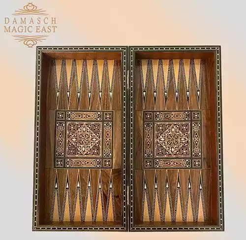 009 wooden Chess set & backgammon set handmade board hand inlay with mother of pearls Chess gift board