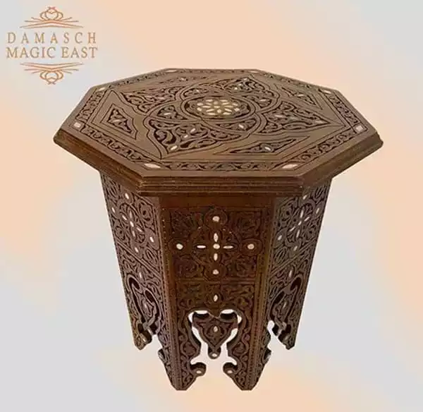 03-5 Handmade wooden Coffee table octagon -mother of pearl inlaid-Handmade octagon table - home decor - Vintage - entryway - home decor