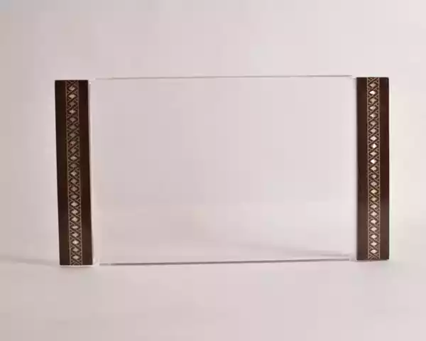 handmade tray a stunning fusion of acrylic & wooden inlaid with pearl pieces in a wonderful geometric shape tray