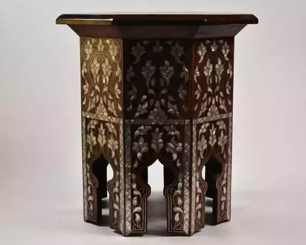 1 Handmade wooden Coffee table - mother of pearl inlaid - Handmade Octagonal table - designs - Vintage - entryway - home decor