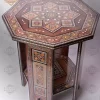 Handmade octagonal wooden damask mosaic table