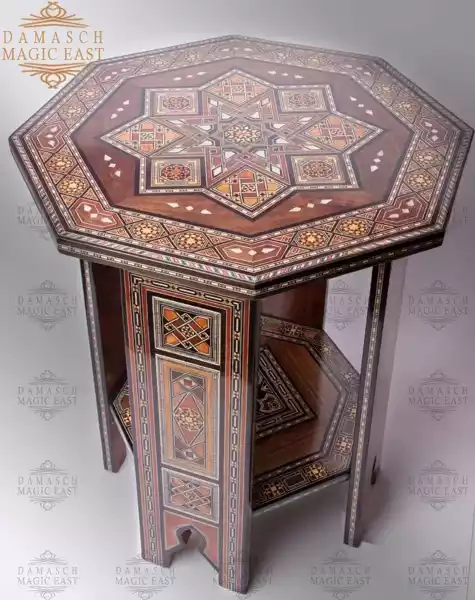 1edit-24 Handmade octagonal wooden damask mosaic table