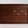 Handmade wooden tray rectangle shaped made from beech wood inlay with mother of pearl pieces