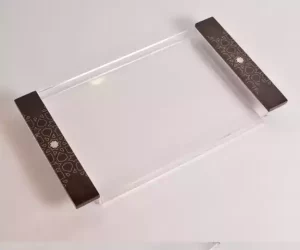 handmade tray a stunning fusion of acrylic & wooden inlaid with pearl pieces in a wonderful geometric shape tray