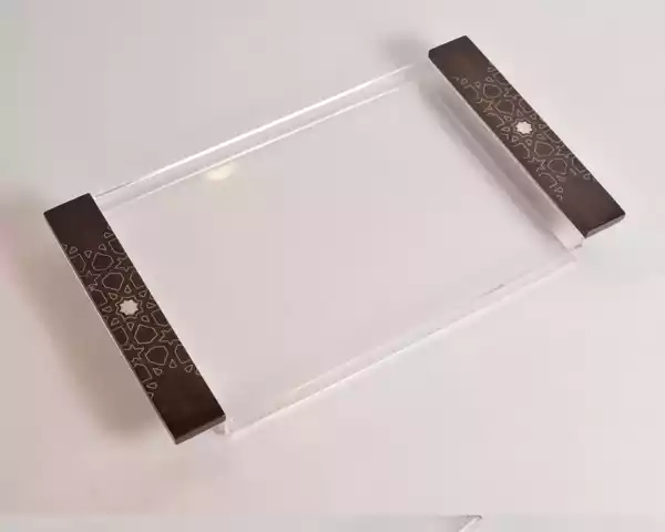 handmade tray a stunning fusion of acrylic & wooden inlaid with pearl pieces in a wonderful geometric shape tray