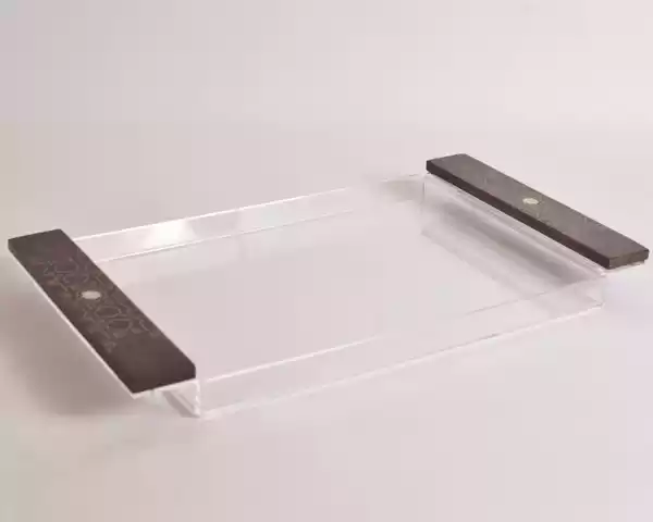 handmade tray a stunning fusion of acrylic & wooden inlaid with pearl pieces in a wonderful geometric shape tray