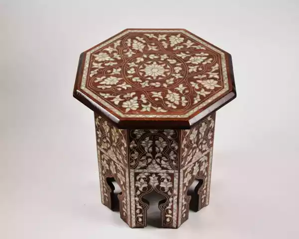 3 Handmade wooden Coffee table - mother of pearl inlaid - Handmade Octagonal table - designs - Vintage - entryway - home decor