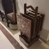 Set of 4 tables with a stand inlaid with natural mother-of-pearl and hand-carved