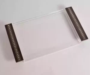 handmade tray a stunning fusion of acrylic & wooden inlaid with pearl pieces in a wonderful geometric shape tray