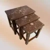 Handmade Coffee Table, Set of 3 Table, Mother of Pearl Inlaid Wood Side Table, Wooden Moroccan Furniture, Home Decor