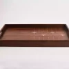 Handmade wooden tray rectangle shaped made from beech wood inlay with mother of pearl pieces