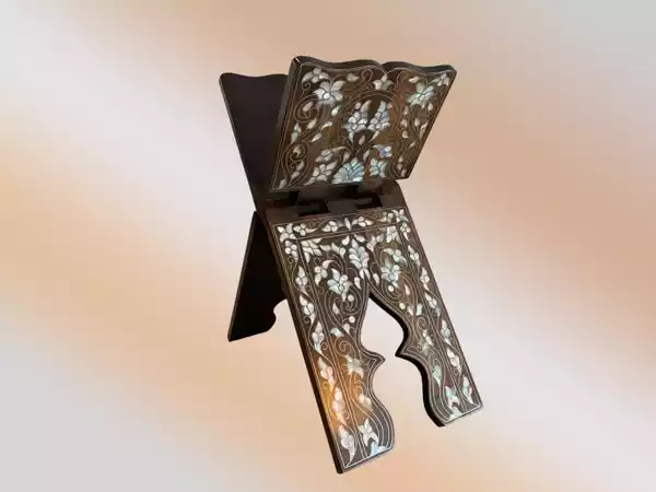 Large wooden Handcrafted Mother of Pearl Inlaid Quran stand islamic Muslim Gift.