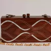 Handmade women's handbag inlaid with natural mother-of-pearl