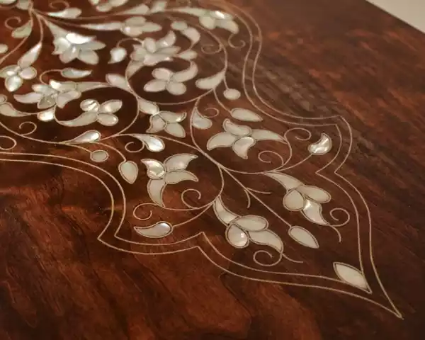 Inlaid with mother of pearl Bench - Hand bench - Handmade - wood seat - home decor - luxurious decor