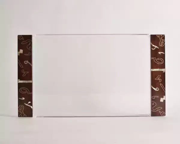 handmade tray a stunning fusion of acrylic & wooden inlaid with pearl pieces in a wonderful geometric shape tray