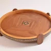 Handmade Wooden Tray, Round Carved Tray Inlaid with pearl, Geometric Marquetry Tray, Mosaic Tray, Decorative Serving Tray