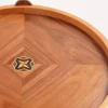 Handmade Wooden Tray, Round Carved Tray Inlaid with pearl, Geometric Marquetry Tray, Mosaic Tray, Decorative Serving Tray