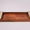 A set of handmade rectangular wooden trays inlaid with pearl pieces in a wonderful geometric shape