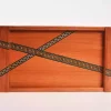 A set of three handmade trays inlaid with Damascene mosaics