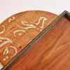 special Handmade wooden round tray shaped made from beech wood inlay with mother of pearl pieces and mosaic at the form of the amazing arabic calligraphy