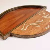 special Handmade wooden round tray shaped made from beech wood inlay with mother of pearl pieces and mosaic at the form of the amazing arabic calligraphy