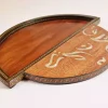 special Handmade wooden round tray shaped made from beech wood inlay with mother of pearl pieces and mosaic at the form of the amazing arabic calligraphy