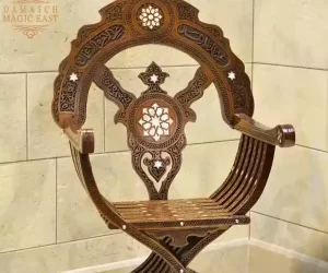 Handmade Folding Charm Chair | Walnut Wood, Mother of Pearls model antique