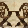 Handmade Folding Charm Chair | Walnut Wood, Mother of Pearls model antique